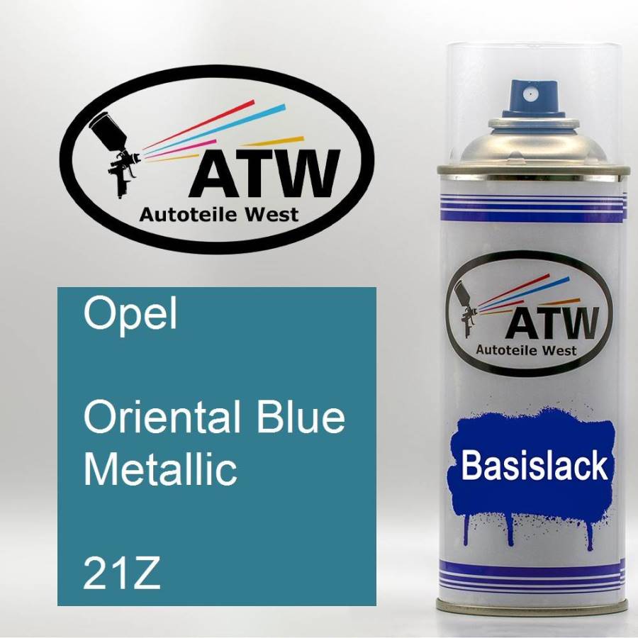 Opel, Oriental Blue Metallic, 21Z: 400ml Sprühdose, von ATW Autoteile West.